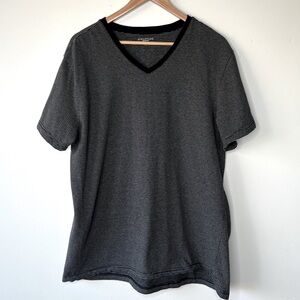 Structure V-neck Striped T-shirt, XXL